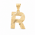 10K Yellow Gold Diamond Cut Initial R Pendant - Miral Jewelry