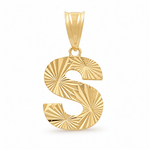 10K Yellow Gold Diamond Cut Initial S Pendant - Miral Jewelry