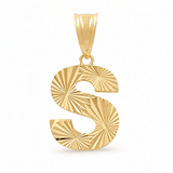 10K Yellow Gold Diamond Cut Initial S Pendant - Miral Jewelry