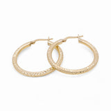 10K Yellow Gold Diamond Cut Large Hoop Earrings - Miral Jewelry