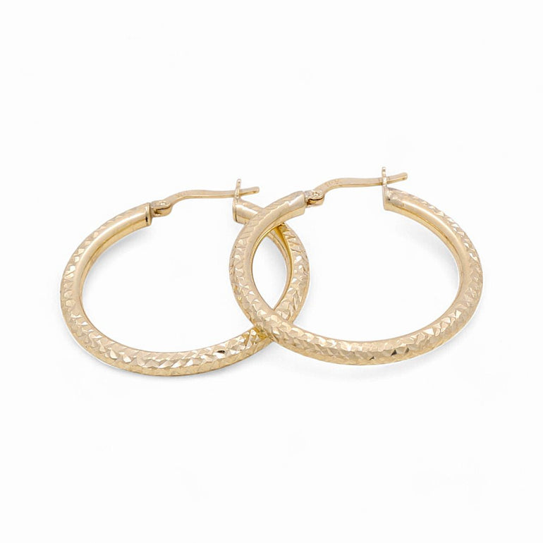 10K Yellow Gold Diamond Cut Large Hoop Earrings - Miral Jewelry