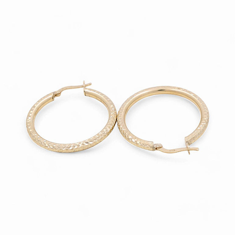 10K Yellow Gold Diamond Cut Large Hoop Earrings - Miral Jewelry