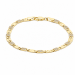10K Yellow Gold Diamond-Cut Mariner Link Bracelet with CZ – 7" - Miral Jewelry