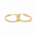10K Yellow Gold Diamond Cut Small Hoop Earrings - Miral Jewelry