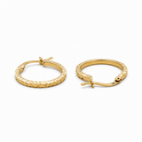 10K Yellow Gold Diamond Cut Small Hoop Earrings - Miral Jewelry
