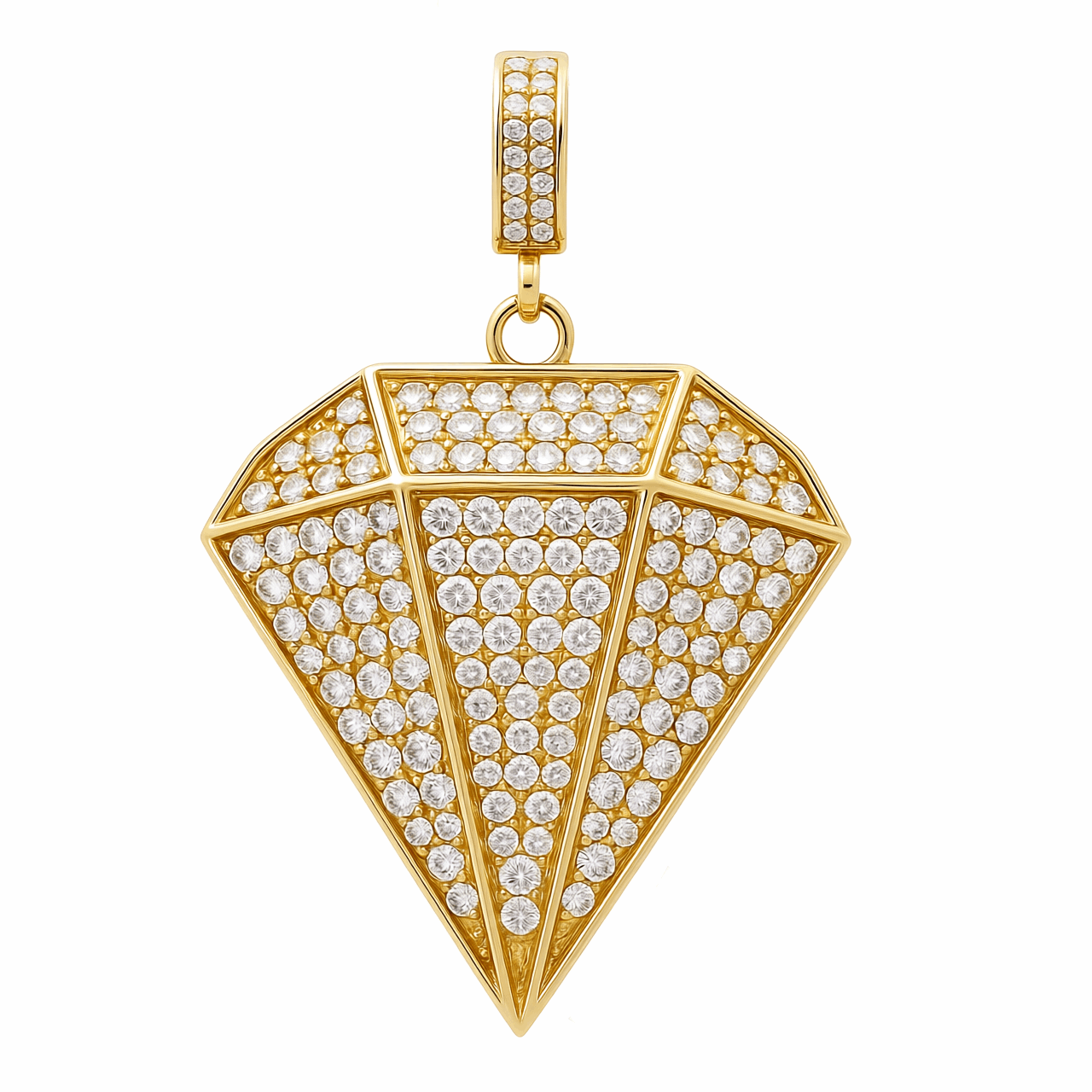 10K Yellow Gold Pavé Diamond Gem-Shape Pendant 4.25 ct tw