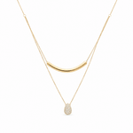 10k Yellow Gold Double Diamond Necklace 18" with 0.37Tw Round Diamonds - Miral Jewelry