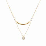 10k Yellow Gold Double Diamond Necklace 18" with 0.37Tw Round Diamonds - Miral Jewelry