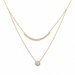 10k Yellow Gold Double Diamond Necklace 18" with 0.87Tw Round Diamonds - Miral Jewelry