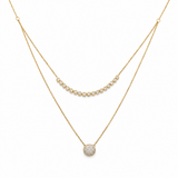 10k Yellow Gold Double Diamond Necklace 18" with 0.87Tw Round Diamonds - Miral Jewelry