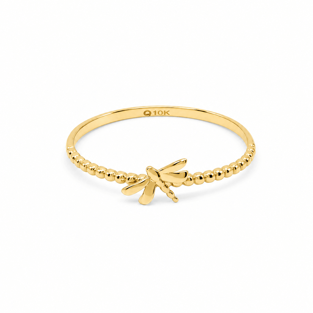 10K Yellow Gold Dragonfly Fashion Women's Ring - Miral Jewelry