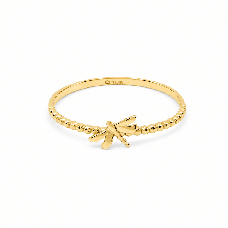 10K Yellow Gold Dragonfly Fashion Women's Ring - Miral Jewelry
