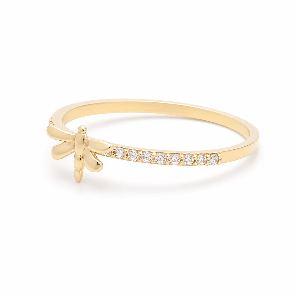 10K Yellow Gold Dragonfly Fashion Women's Ring - Miral Jewelry