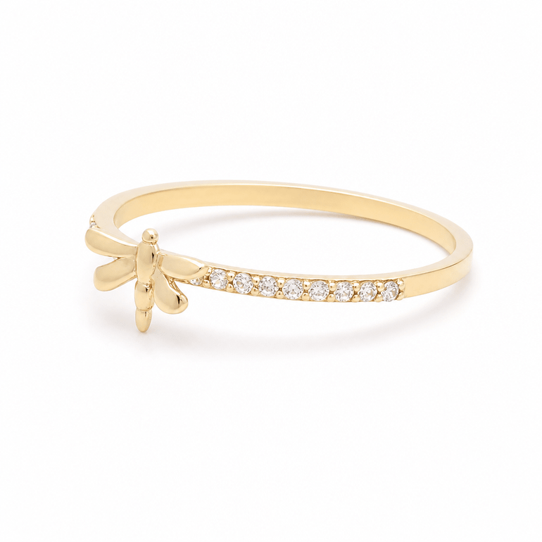 10K Yellow Gold Dragonfly Fashion Women's Ring - Miral Jewelry