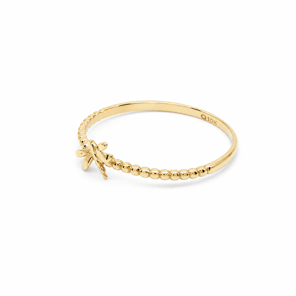 10K Yellow Gold Dragonfly Fashion Women's Ring - Miral Jewelry