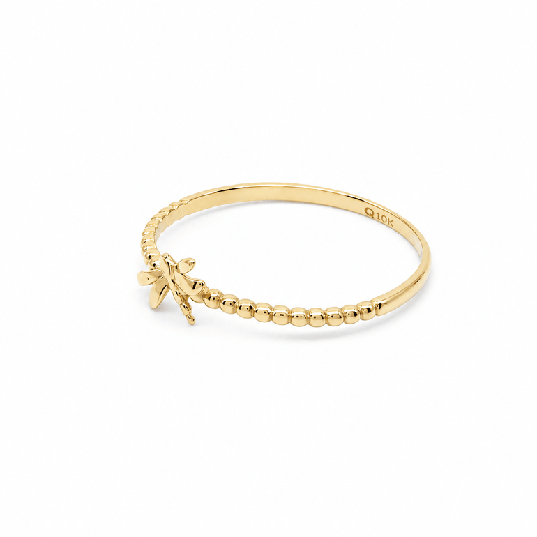 10K Yellow Gold Dragonfly Fashion Women's Ring - Miral Jewelry