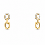 10K Yellow Gold Drop Diamond Earrings with 0.16Tw Round Diamonds - Miral Jewelry