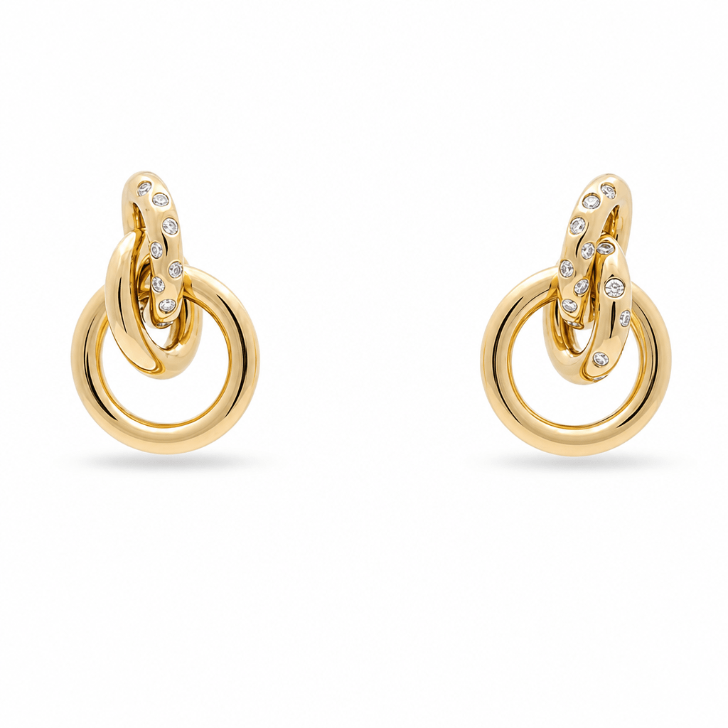 10K Yellow Gold Drop Diamond Earrings with 0.20Tw Round Diamonds - Miral Jewelry