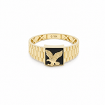 10k Yellow Gold Eagle Onyx Fashion Ring Men's - Miral Jewelry
