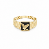 10k Yellow Gold Eagle Onyx Fashion Ring Men's - Miral Jewelry