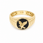 10k Yellow Gold Eagle Onyx Fashion Ring Men's - Miral Jewelry