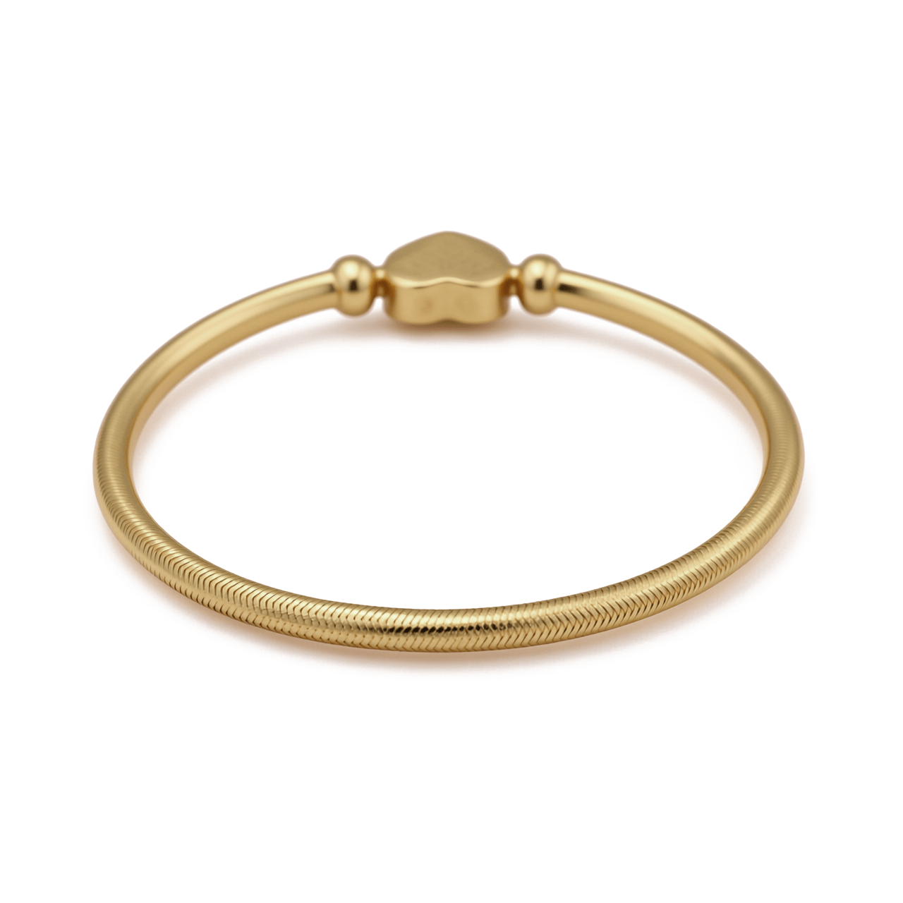 10K Yellow Gold Elastic with Heart Bracelet - Miral Jewelry