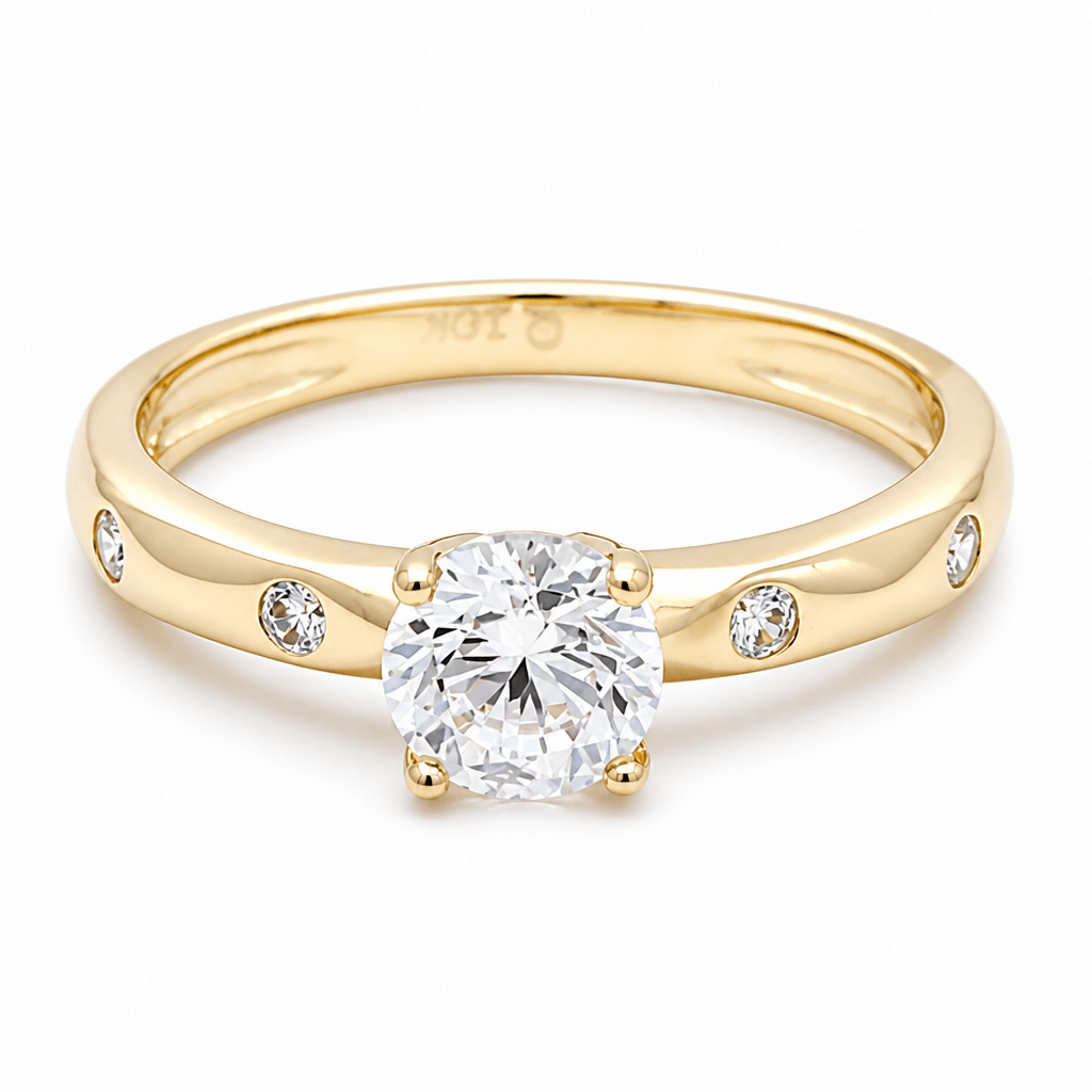 10K Yellow Gold Engagement with CZ Fashion Women's Ring - Miral Jewelry