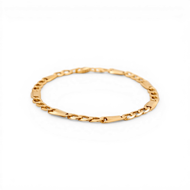 10K Yellow Gold Fancy Link Bracelet - Miral Jewelry