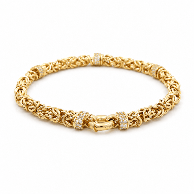 10K Yellow Gold Fancy Link Bracelet Women's - Miral Jewelry