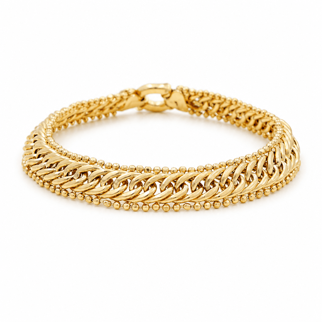 10K Yellow Gold Fancy Link Bracelet Women's - Miral Jewelry