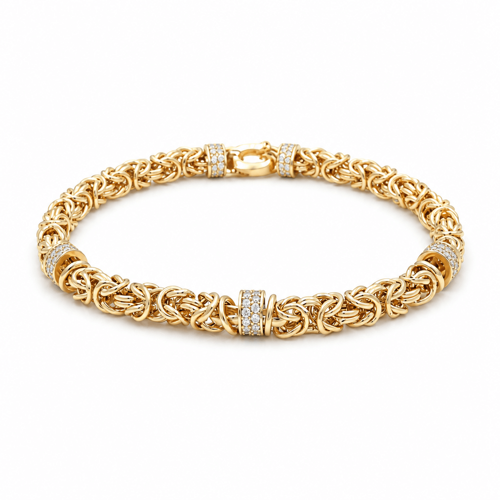 10K Yellow Gold Fancy Link Bracelet Women's - Miral Jewelry