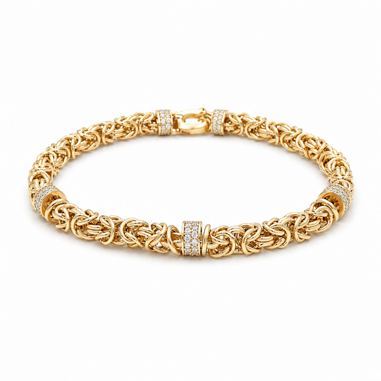 10K Yellow Gold Fancy Link Bracelet Women's - Miral Jewelry