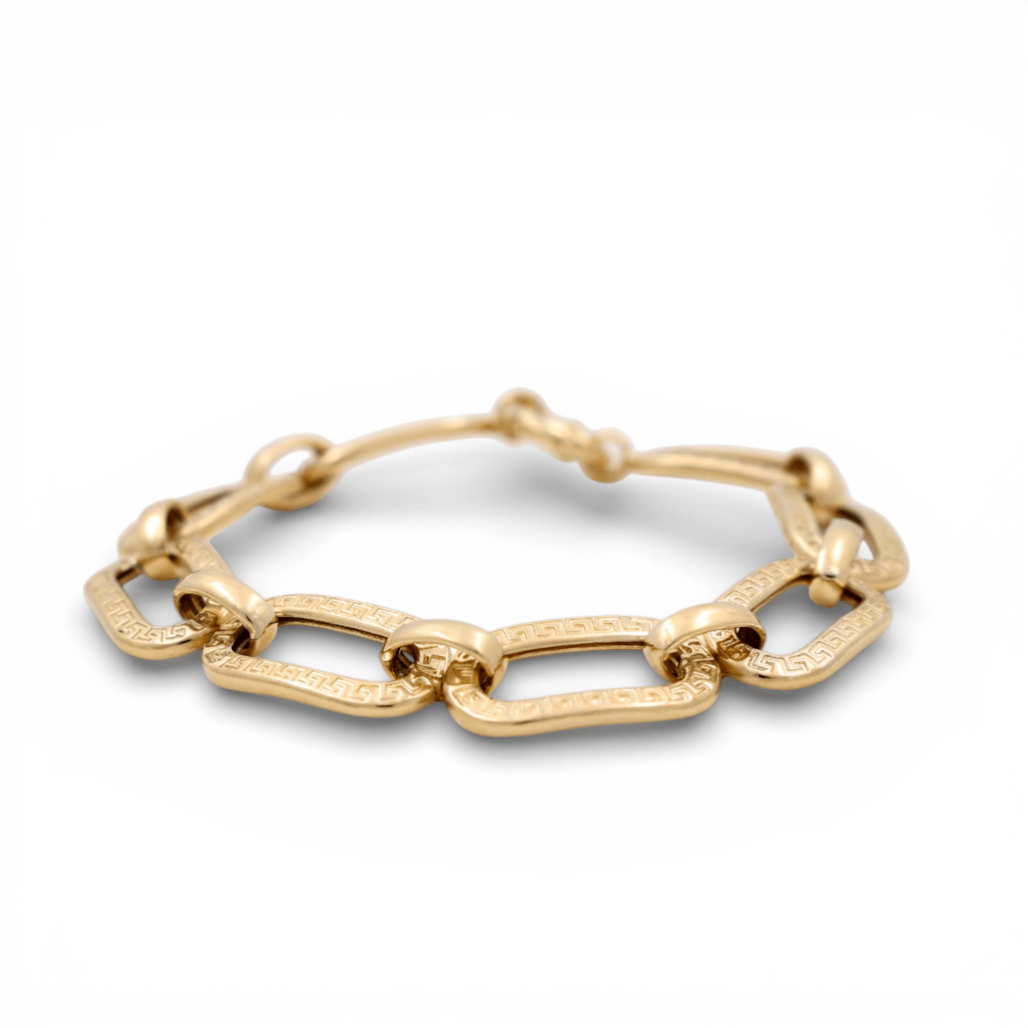 10K Yellow Gold Fancy Link Bracelet Women's - Miral Jewelry