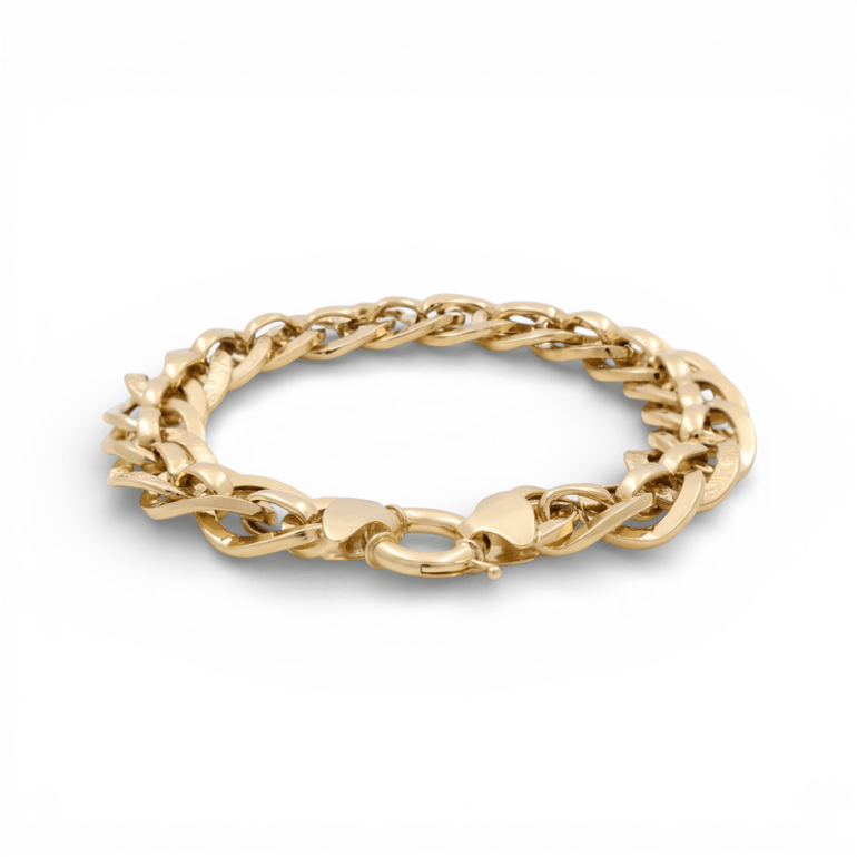 10K Yellow Gold Fancy Link Bracelet Women's - Miral Jewelry