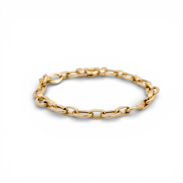 10K Yellow Gold Fancy Link Bracelet Women's - Miral Jewelry