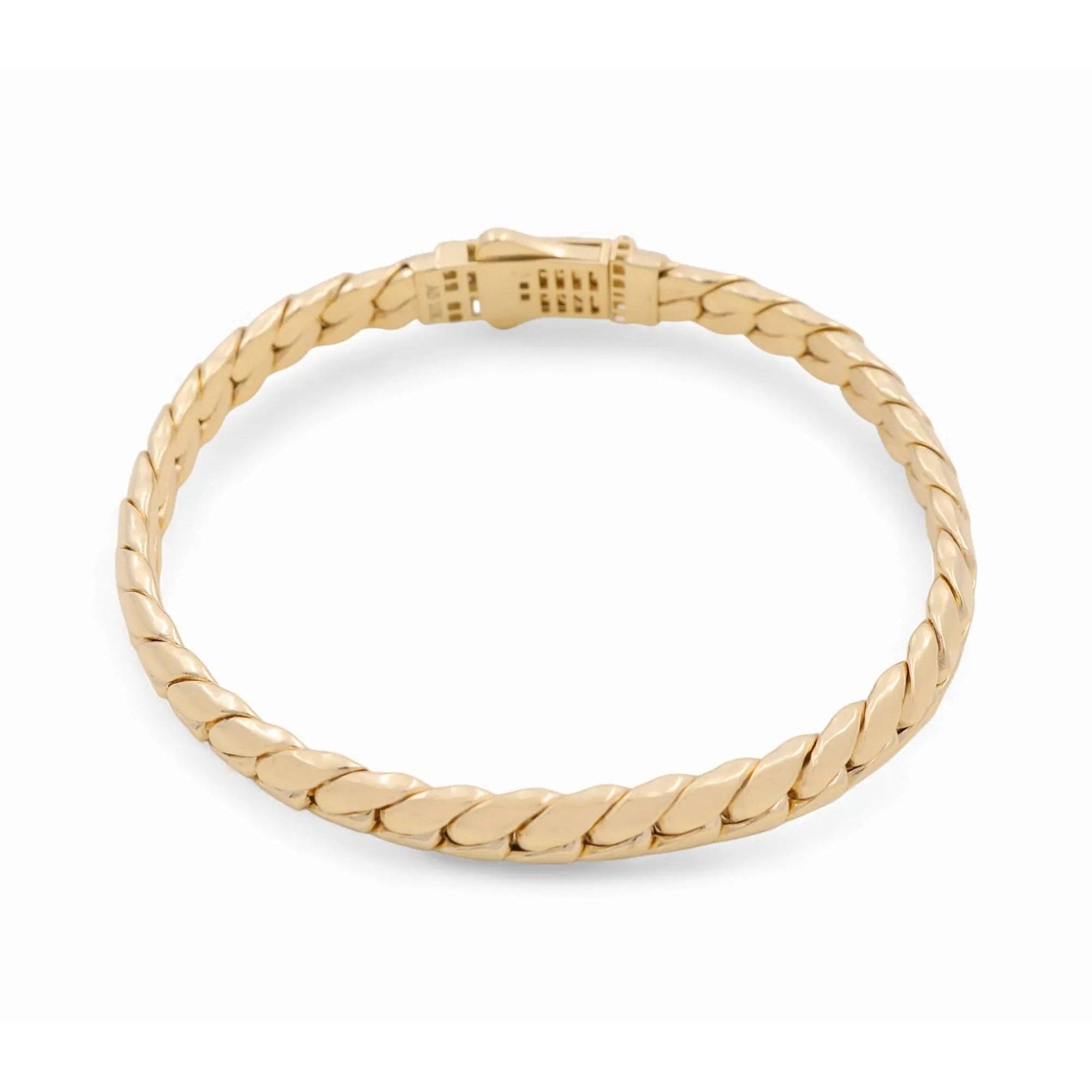 10K Yellow Gold Flat Curb Bracelet with CZ Clasp 7.5in, 11.7 g – view 2