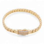 10K Yellow Gold Fancy Link with Cz Clasp Women's Bracelet - Miral Jewelry