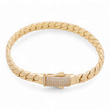 10K Yellow Gold Fancy Link with Cz Clasp Women's Bracelet - Miral Jewelry