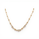 10K Yellow Gold Fancy Link with CZ Women's Necklace 18" - Miral Jewelry