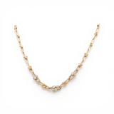 10K Yellow Gold Fancy Link with CZ Women's Necklace 18" - Miral Jewelry