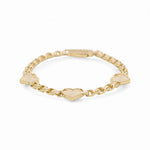 10K Yellow Gold Fancy Link with Hearts Bracelet - Miral Jewelry