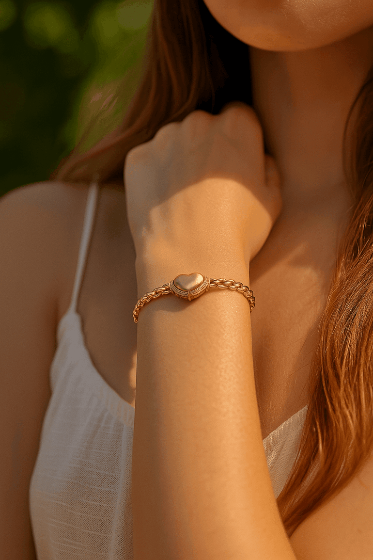10K Yellow Gold Fancy Link Women's Bracelet - Miral Jewelry