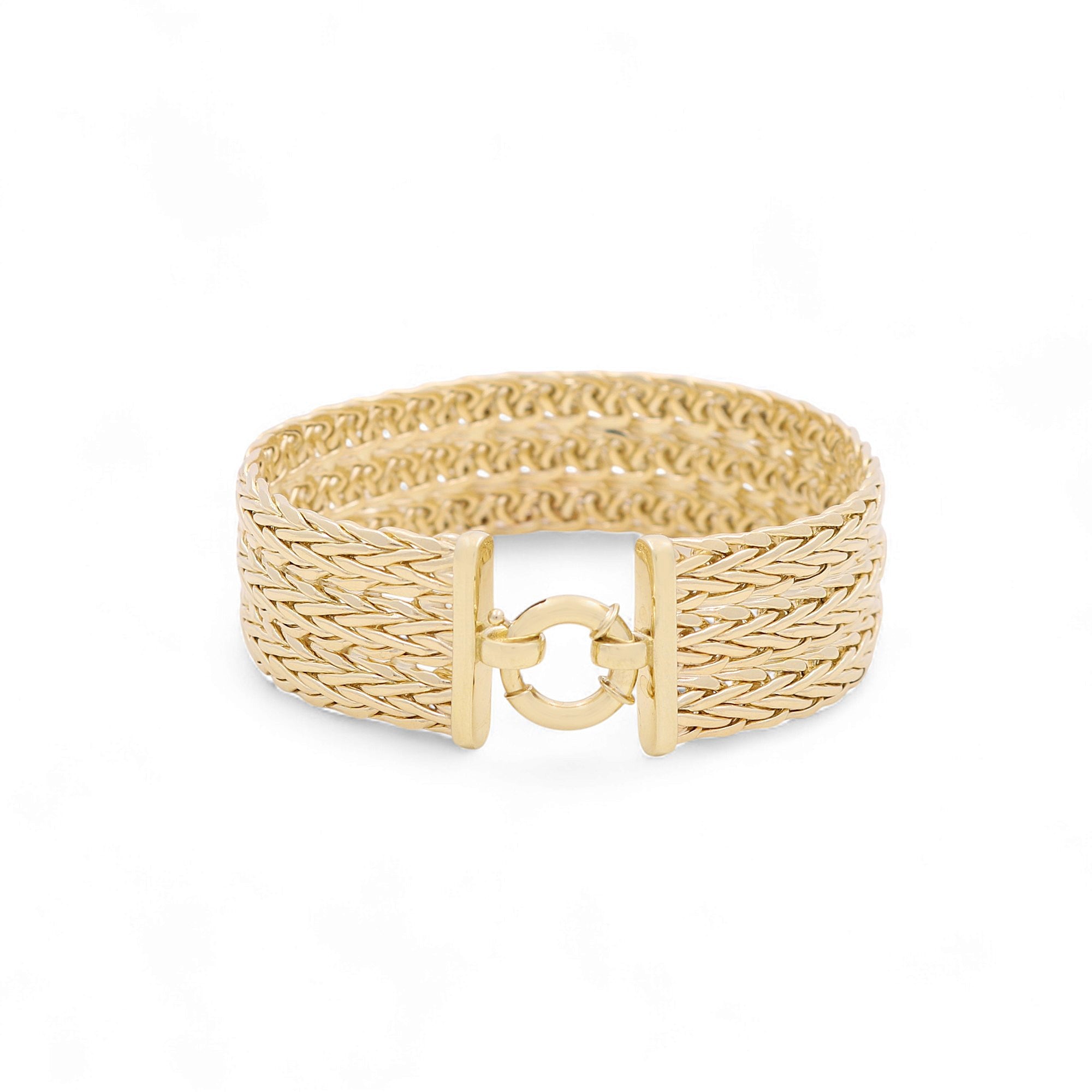 10K Yellow Gold Fancy Link Women's Bracelet - Miral Jewelry