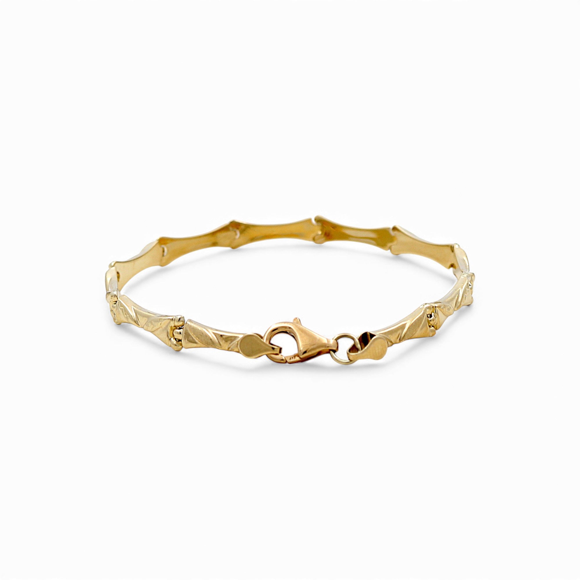 10K Yellow Gold Fancy Link Women's Bracelet - Miral Jewelry