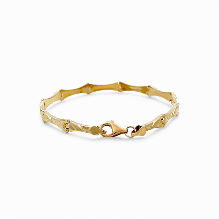10K Yellow Gold Fancy Link Women's Bracelet - Miral Jewelry