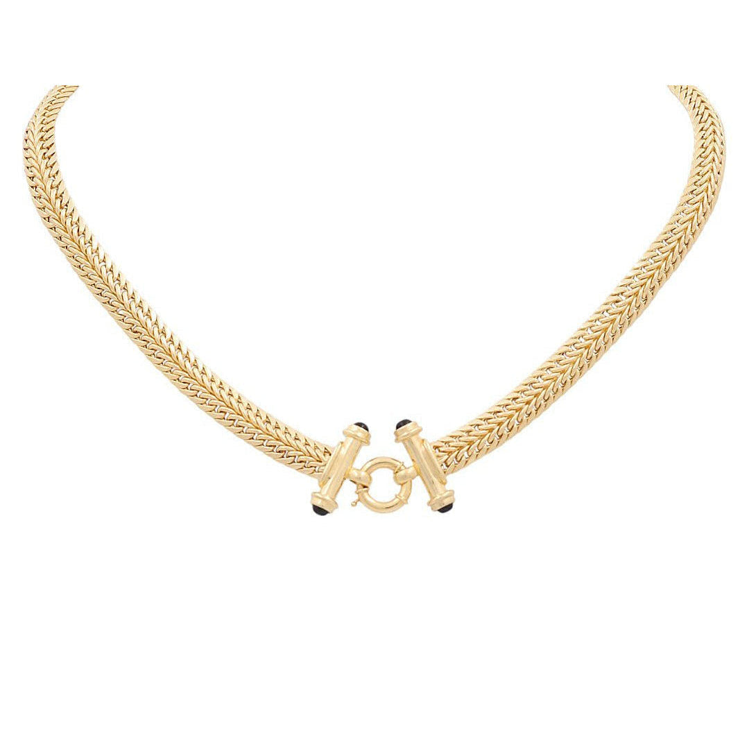 10K Yellow Gold Foxtail Collar Necklace with Front Clasp 17in
