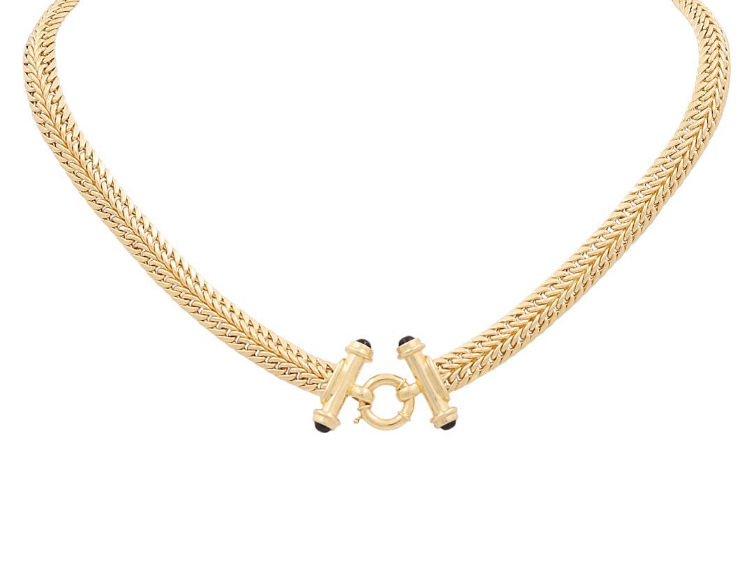 10K Yellow Gold Fancy Link Women's Necklace 17" - Miral Jewelry