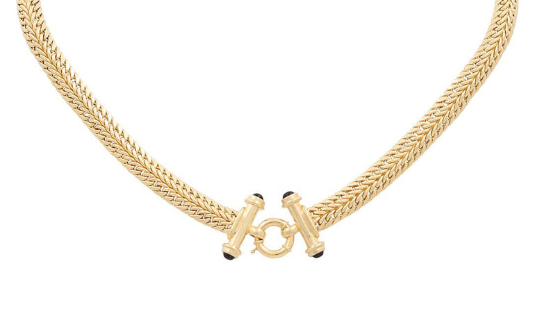 10K Yellow Gold Fancy Link Women's Necklace 17" - Miral Jewelry