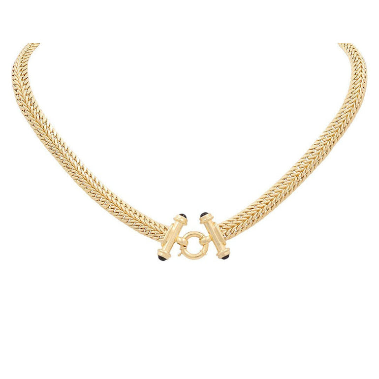 10K Yellow Gold Foxtail Collar Necklace with Front Clasp 17in