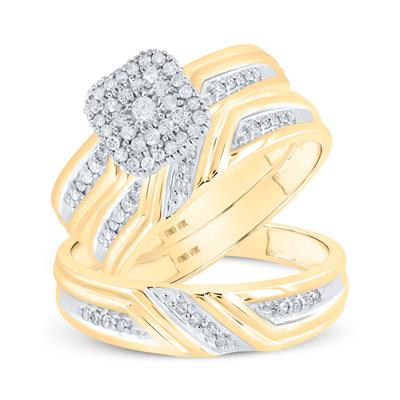10k Yellow Gold Fashion 3 Pieces Set with 0.33Tw Round Diamonds - Miral Jewelry